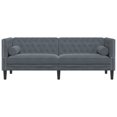 thumbnail image 2 of vidaXL Chesterfield Sofa with Bolsters 3-Seater Dark Grey Velvet, 2 of 5