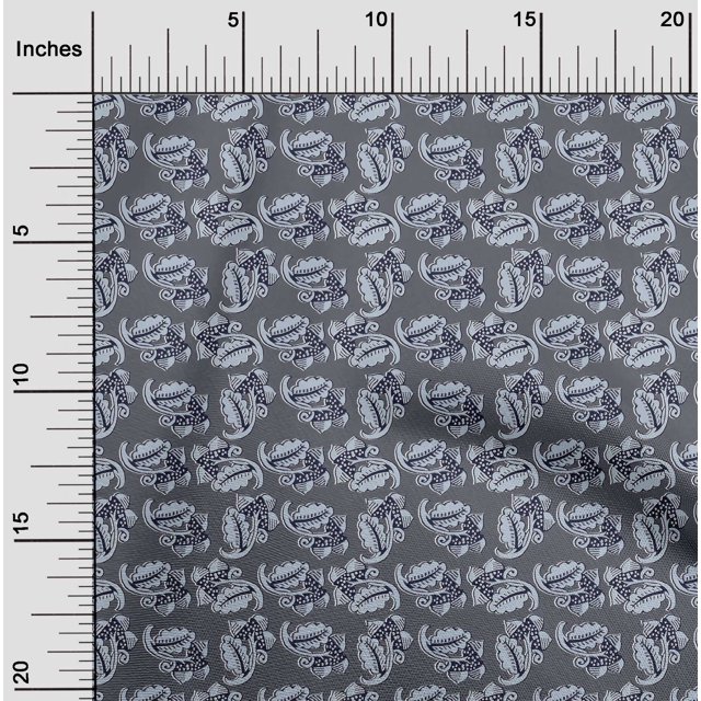 oneOone Viscose Chiffon Fabric Leaves & Floral Block Printed Craft Fabric BTY 42 Inch Wide