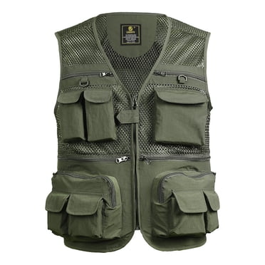 Amdohai Gilet de Pêche Respirant Gilet de Voyage en Maille avec Poches à Fermeture Éclair Gilet de Travail d'Été pour Activités de Plein Air
