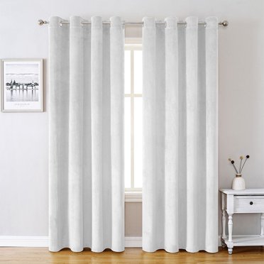 CUH Rideaux Occultants Écoénergétiques Épais Unis Panneau de Draperie Intimité Rideau de Fenêtre Isolé Thermiquement Chambre Blanc L:52"x H:96 Pouces