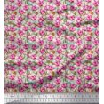 thumbnail image 1 of Soimoi Blue polyester Crepe Fabric Leaves & Daffodil Floral Printed Fabric 1 Yard 52 Inch Wide, 1 of 1