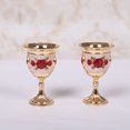 thumbnail image 3 of 2 Pcs Petites Gobelets en Alliage Blanc Motif Fleur pour Fête, 3 of 6
