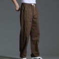 thumbnail image 4 of Mens Casual Fashion Solid Straight Leg Pants Drawstring Elastic Waist Pants RXIRUCGD Marron, Taille: TG, 4 of 4