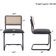 thumbnail image 3 of LivinVeluris Set of 2 Modern Rattan Dining Chairs, Mid-Century Dining Side Chairs, Cane Dining Chairs with Teddy Velvet, Armless Kitchen Chairs (Black Frame with Dark Gray Cushion), 3 of 5