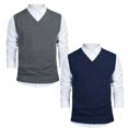 thumbnail image 1 of TOPTIE 2 Pack Window Clerk Sweater Vests For Men, Work Uniform Cotton V-Neck Sweater Vests-Charcoal Navy-M, 1 of 8