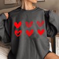 thumbnail image 1 of Qertyioot Chandail Cœur d'Amour Saint-Valentin, s Imprimé Mode Femme Manches Longues Col Rond Imprimé Blouse Ample Hauts, 1 of 3