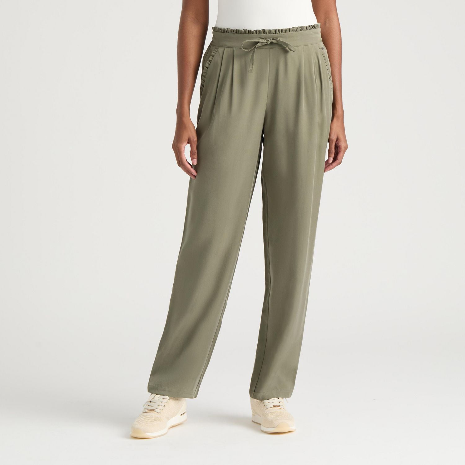 Mexx Women’s Soft Twill Pull-On Pant with Ruffle Trims