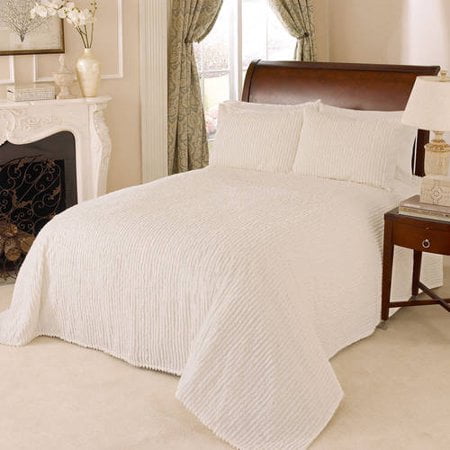 Beatrice Home Fashions Médaillon Couvre-Lit en Coton Chenille Simple Uni