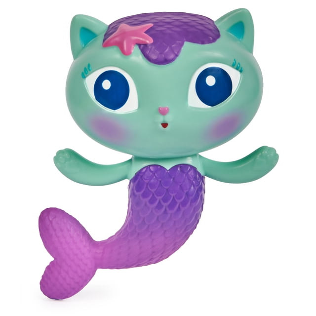 Swimways Gabby's Dollhouse Mercat Figurines Flottantes, Jouet de Piscine Chat-Sirène turquoise avec Grands Yeux Bleus, Queue à Écailles Mauve et une Étoile de Mer Rose sur la Tête, Conçu pour Flotter Debout dans l'Eau pour les Enfants de 3 Ans et Plus, Convient aux Fêtes à la Piscine et aux Jeux d'Eau en Plein Air.