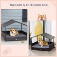 thumbnail image 3 of PawHut Wicker Dog House with Removable Cushion Lounge, Grey, 3 of 9
