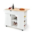 thumbnail image 1 of Gymax Kitchen Island Cart Rolling Serving Trolley w/ Drop Leaf Spice Rack Shelves White, 1 of 10