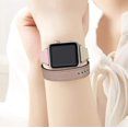 thumbnail image 3 of DAMAIE Band Compatible For Apple Watch 42mm , Genuine Leather Double Tour Designed Slim Replacement Iwatch Strap For Iwatch Series 4 3 2 1 (Pink/Ivorywhite Band+Silver Adapter, 42mm ), 3 of 6