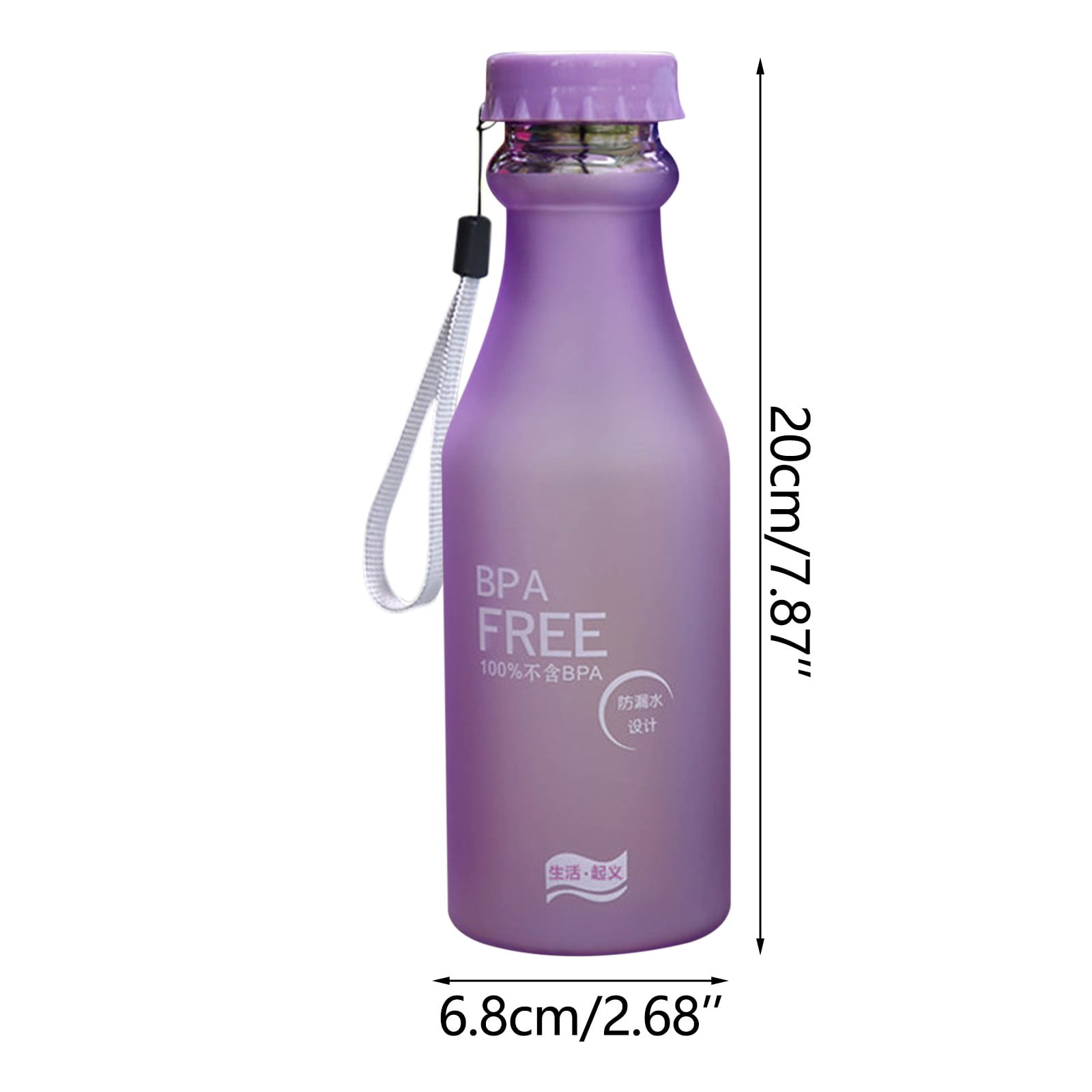 EARKITY Water Bottles, BPA-Free Water Bottle, Sports Water Bottle with Strap, Leakproof Water Jug for Fitness, Frosted Plastic Transparent Water Cup for Kids Adult School Gym Office Travel Outdoor