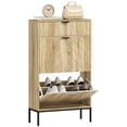 thumbnail image 1 of HOMCOM Armoire à Chaussures avec 2 Tiroirs Basculants Tablettes Ajustables pour 8 Paires Chêne, 1 of 10