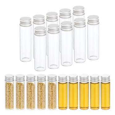 20ml Clear Glass Vials, 20 Pack Small Liquid Sample Vial with Screw Caps Leak-Proof Bottles Empty Jars Powder Container, Silver