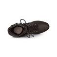 thumbnail image 4 of BLISSFUL STEP Women's Platform Buckle Lace Up Block Heel Ankle Boot Coffee (Size 9), 4 of 6