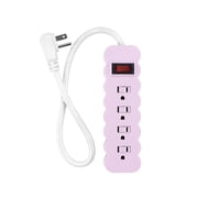 Globe Electric 4-Grounded Outlet 1.5FT Pink Braided Fabric Flat Plug Indoor Power Strip