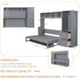 thumbnail image 2 of Lit Escamotable de Format Grand avec Armoire de Rangement Murale, Penderie et Tiroirs et Tablette Supérieure Intégrée, Lit Escamotable Dissimulé dans une Garde-Robe, Conception Gain de Place, Gris, 2 of 9