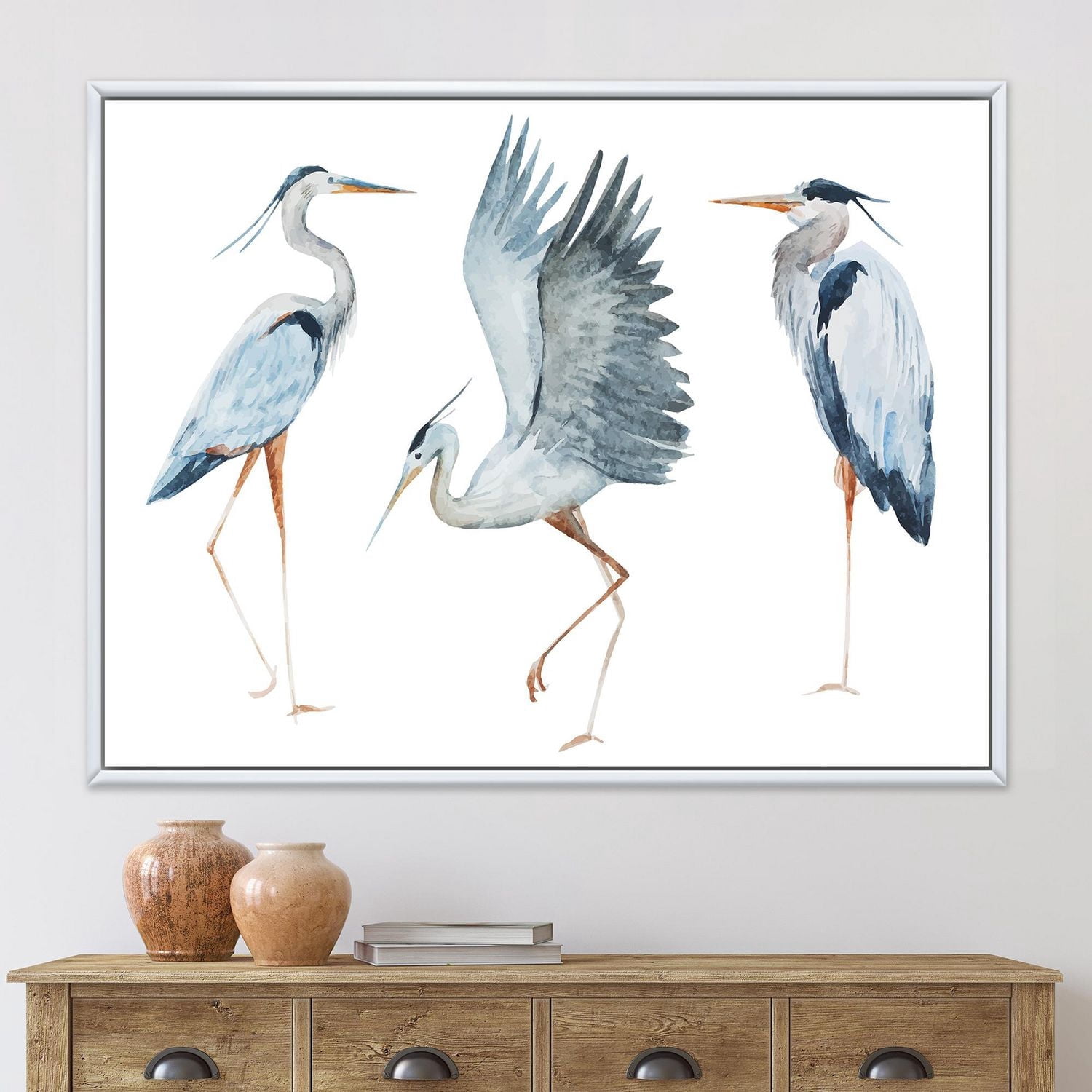 Designart Oiseaux Héron II ART MURAL À CADRE FLOTTÉ