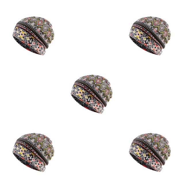 kurtrusly Tuque Bonnet Hijab Pré-Noué Foulard Turban Coloré Bandeau Réglable Protection des Oreilles Bandeau Accessoires Bonnet Losange Jaune 5Ensemble