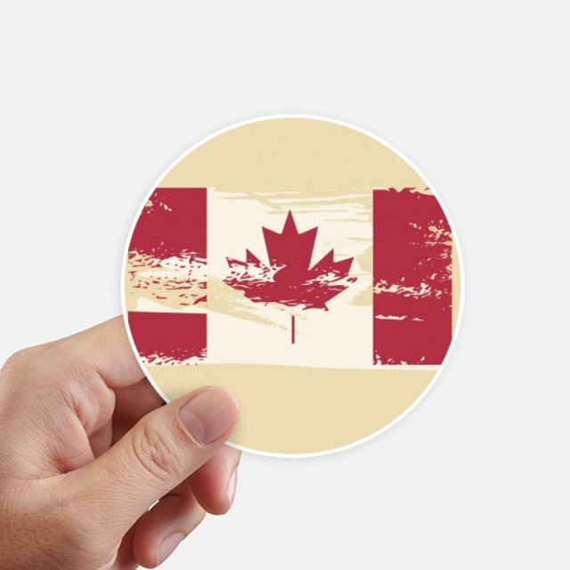 Autocollant Drapeau Saveur Canada et Érable Rond pour Mur Valise Étiquette pour Portable Pare-Chocs