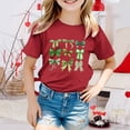thumbnail image 2 of T-shirts Filles Été Col Rond Manches Courtes Nœud Imprimé Coupe Décontractée Basiques Hauts Filles Rouge 10-11 Ans, 2 of 4