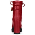 thumbnail image 4 of BLISSFUL STEP Women's Platform Buckle Lace Up Block Heel Ankle Boot Red (Size 9.5), 4 of 7