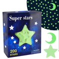 thumbnail image 1 of Glow In The Dark 200Pcs Stars & 1Pc Moon Wall Decal Stickers Kids Room Decor, 1 of 8