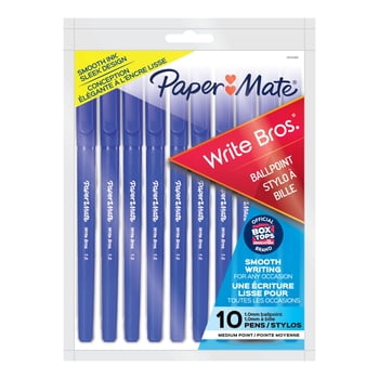 Paper Mate Write Bros. Ballpoint Pens, Medium Point (1.0 mm), Blue Ink, 10 Count