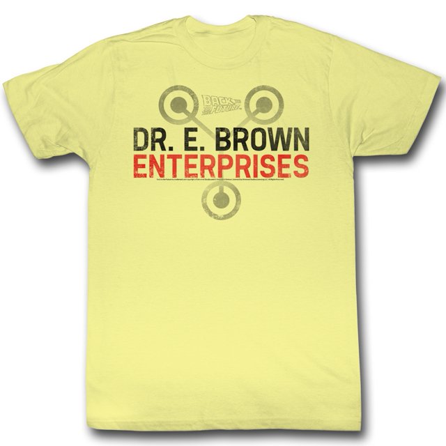 Back to the Future Dr. E. Brown Yellow Adult T-Shirt