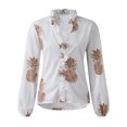 thumbnail image 1 of Innerwin Shirts Long Sleeve Women Blouse Office Ruffled Loose Tops Pineapple Print M, 1 of 5