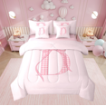 thumbnail image 1 of Erosebridal Initial A to Z Literie Taille Simple, Nœud Papillon Lit en Sac Taille Simple, Décor Monogramme Dessin Animé, Réversible 7 Pcs, 1 of 1