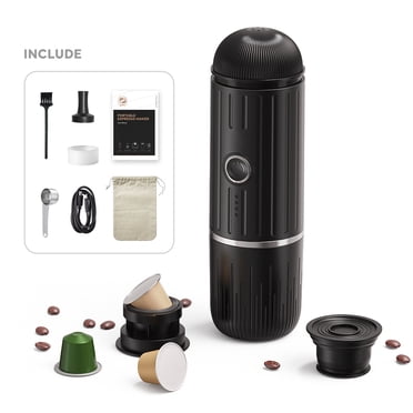 Mistaha Machine à Espresso Portable avec Réservoir d'Eau de 80 ml, Pression de 19 Bar, Recharge USB‐C, Machine à Café Sans Fil 100 W pour Espresso/américain/cappuccino, Noir