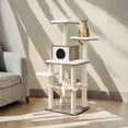 thumbnail image 1 of LEDREM 54.3" Modern Cat Tree - Multi-Level Condo with Ultra-Soft Plush, Scratching Posts & Washable Cushions, Heather Greige, 1 of 6