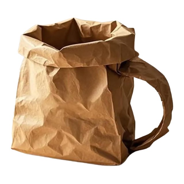 Minimalist Paper Bag Design Ceramic Mug Unique Pleated Texture Novelty Coffee Cup for Home and Use