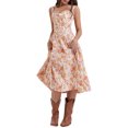 thumbnail image 3 of Gupgi Robe Midi à Fleurs pour Femmes Sans Manches Fendue Fluide Boho avec Poches, 3 of 9
