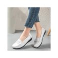 thumbnail image 4 of Innerwin Mocassins pour Femmes à Enfiler Ballerines Basses Légères Chaussures Bateau Bout Rond Marche Blanc 6.5, 4 of 9