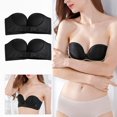 thumbnail image 4 of WZXFASHION Womens 2PCS Solid Color Strapless Non Slip Adjustment Rimless Dress Bra F Cup Bra Black 80F, 4 of 9