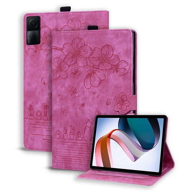 Pour Étui pour Redmi Pad 10,61 Pouces Étui de Luxe en Cuir PU à Rabat pour Tablette pour Funda Xiaomi Redmi Pad SE Étui pour Redmi Pad SE Étui rose Rouge-Sakura Redmi Pad SE 11 Pouces