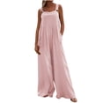 thumbnail image 1 of Yuyuzo Womens Jumpsuits Wide Leg Overalls Boho Comfy Baggy Loose Casual Solid Color Rompers with Pocket, 1 of 7