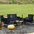 thumbnail image 3 of Gymax 8PCS Outdoor Furniture Set Patio Rattan Conversation Set w/ Navy & Off White Cushion, 3 of 5