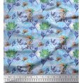 thumbnail image 1 of Soimoi Rayon Crepe Fabric Leaves & Floral Hand Drawn Printed Fabric 1 Yard 46 Inch Wide, 1 of 3