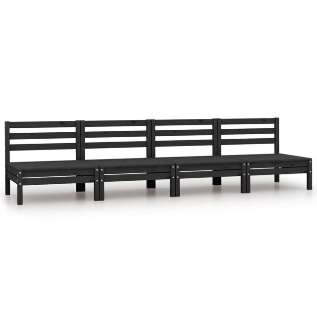 vidaXL Garden Middle Sofas 4 pcs Black Solid Pinewood
