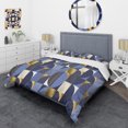 thumbnail image 3 of Designart 'Retro Luxury Waves In Gold And Blue IV' Mid-Century Duvet Cover Set, 3 of 4