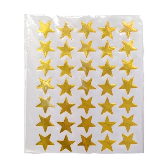 10 Sheets Award Flash Sticker Five-pointed Star Removable Using Supplies Mini Mother Praise Label Decorations Reward Decals Children Students Gold