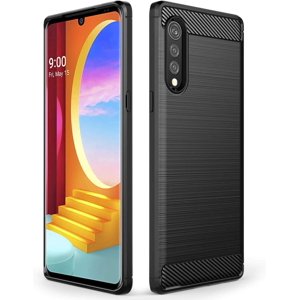HSHDLDF Cas pour LG Velours 5G, Doucement légèrement brossé TPU Couvercle de protection pour la conception de fibre de carbone, boîtier de téléphone mince et durable, protection antichoc, flexible LG Velours 5G Cas (noir)