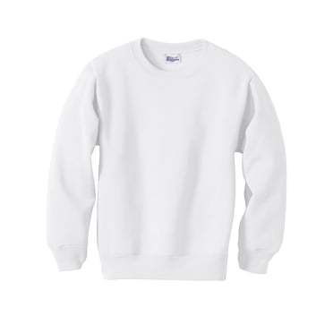 Hanes ComfortBlend EcoSmart Chandail à Col Rond pour Garçon, P, Blanc