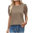 thumbnail image 1 of Liquidation! T-Shirt Grande Taille pour Femmes, Blouse à Manches Courtes d'Été pour Femmes, Blouses à Col Rond Mode Féminine Couleur Unie, 1 of 5