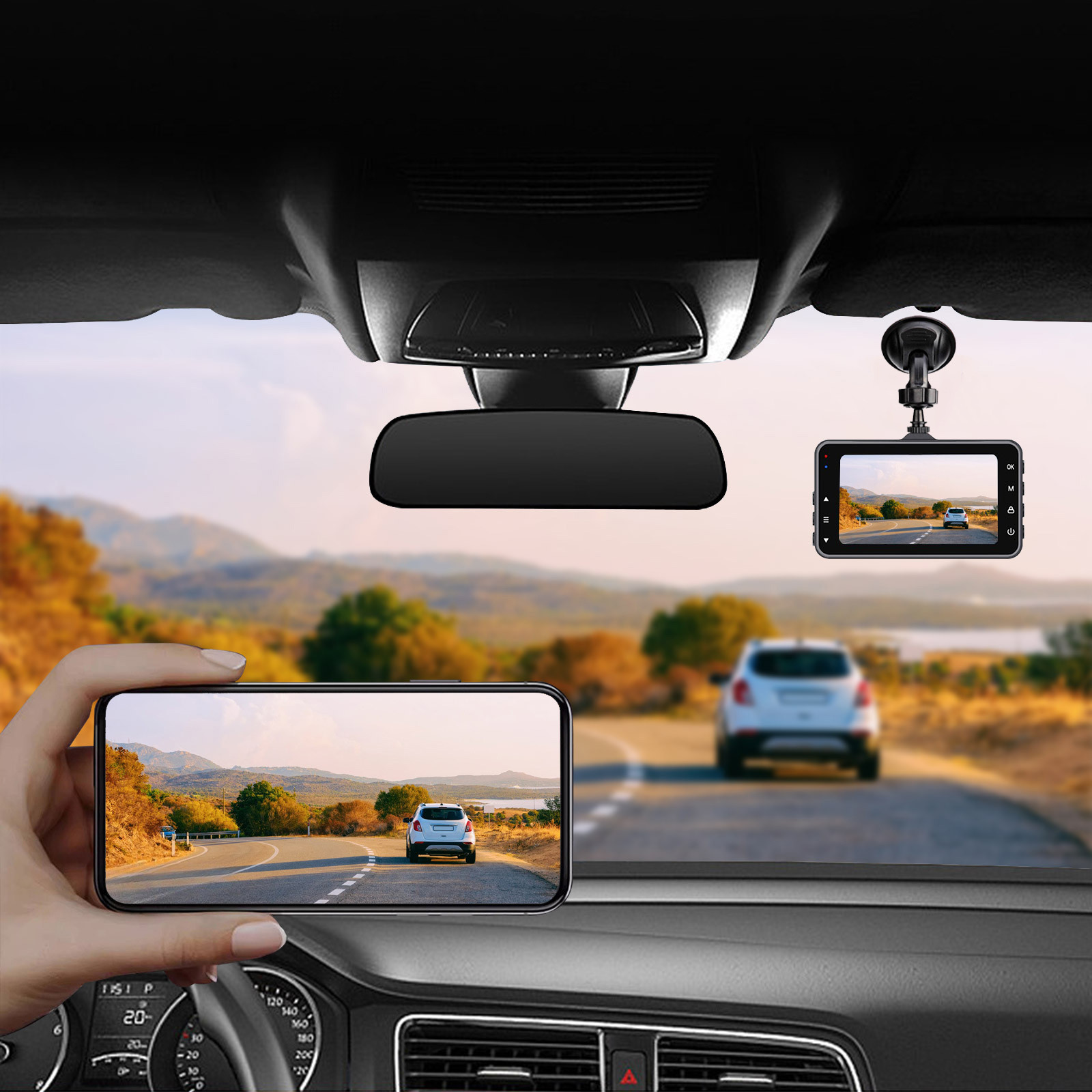 Kieccall WiFi Dash Cam 1080P FHD 3-Inch - 24-Hour Parking Monitoring, Night Vision, G-Sensor, Loop Recording, Motion Detection & WDR For All Conditions