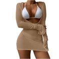 thumbnail image 2 of Meichang Maillots de Bain Trois Pièces pour Femmes avec Robe de Plage par-Dessus, Bikini à Dos Nu, Ensembles de Bikini Triangle String, Maillot de Bain avec Découpe, Sortie de Plage, 2 of 5